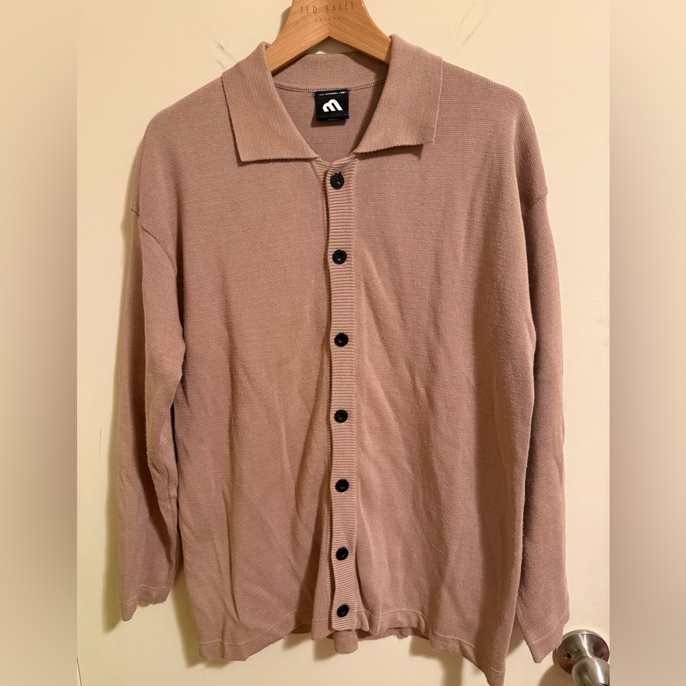 Button-Up Cardigan in Tan Sweater unisex free size